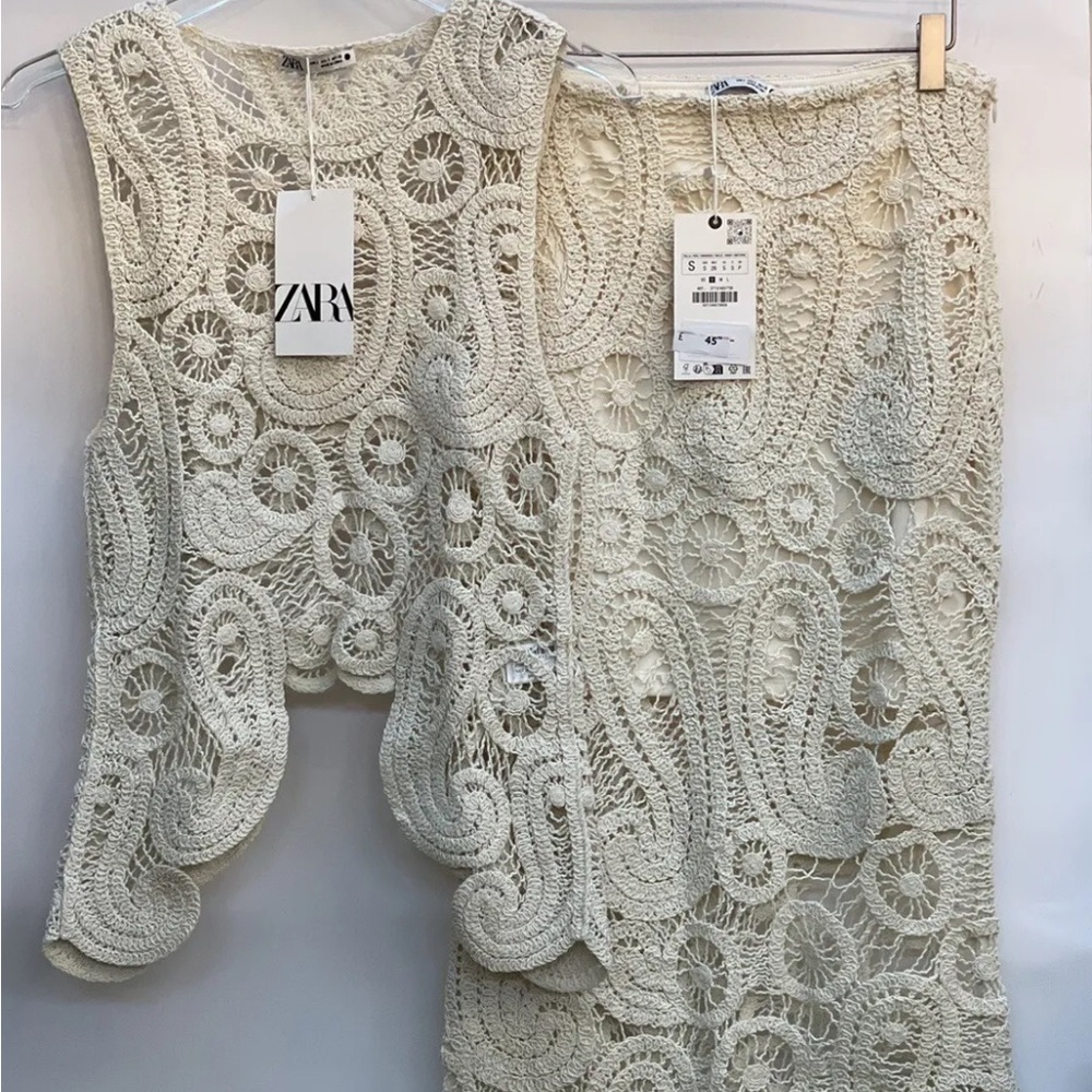 BLOGGER'S FAVE! Zara 2 Pc Asymmetrical Crochet Skirt And Top NWT LAST ONE - Picture 9 of 13